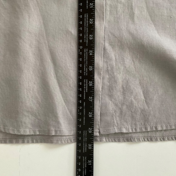 Pure Amici Women’s Shirt Sz S Gray Button Up Linen Classic Preppy Office Siren - Picture 4 of 12